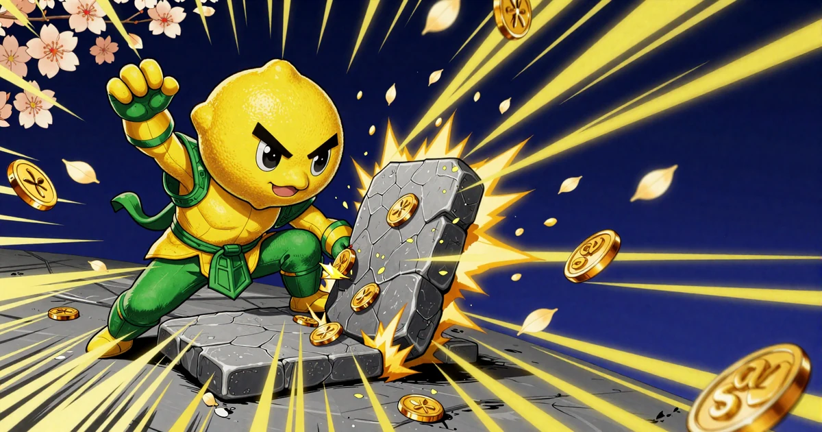 Lemon-Ninja schleudert Karten-Shuriken die sich in Freispiel-Symbole verwandeln - Casino Bonus ohne Einzahlung